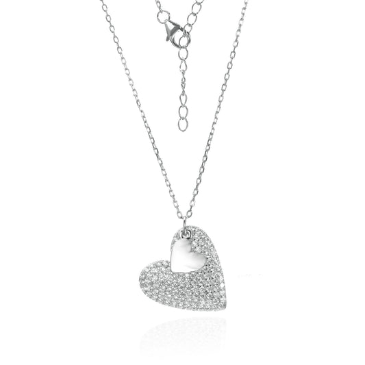 Silver CZ Heart Necklace