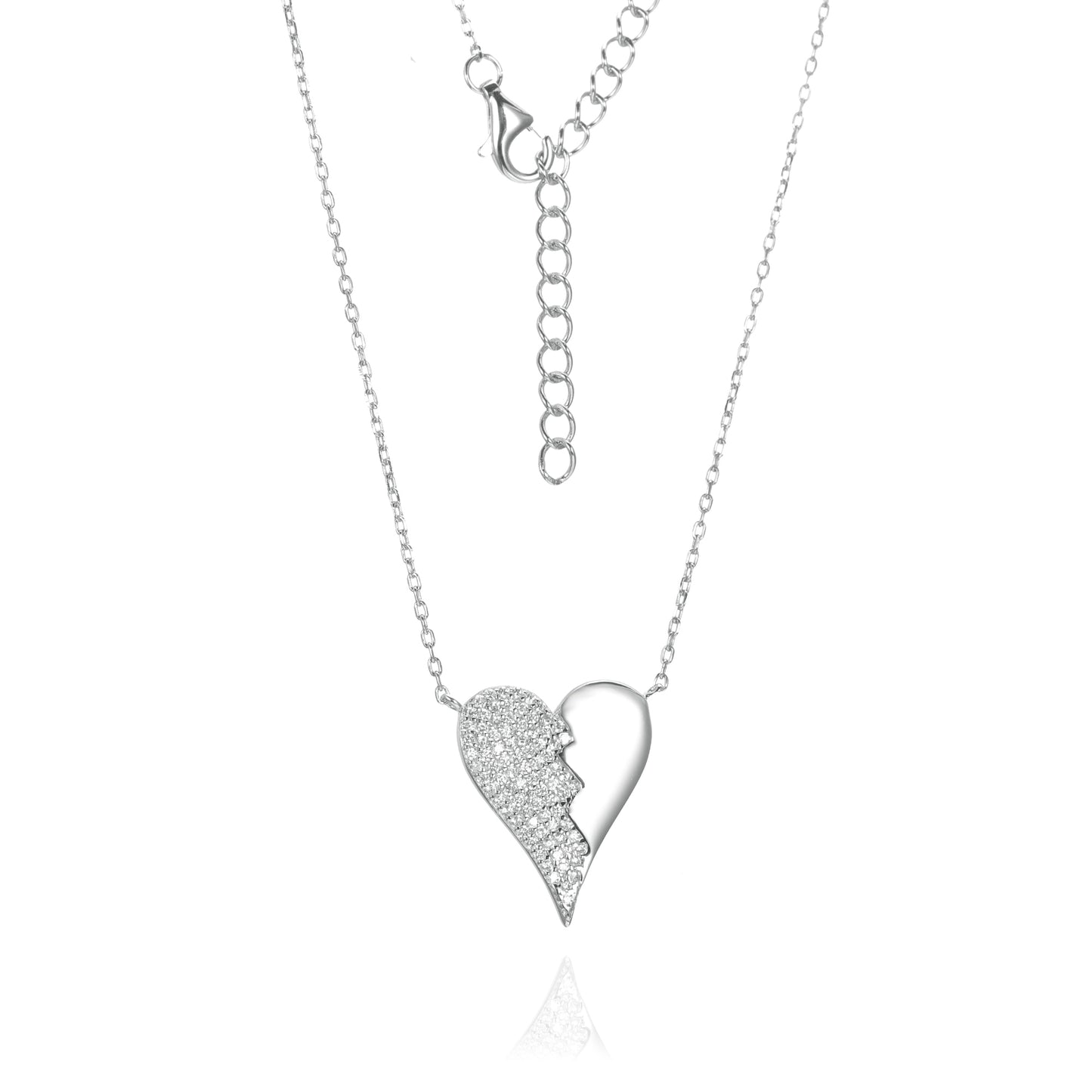 Silver CZ Heart Necklace