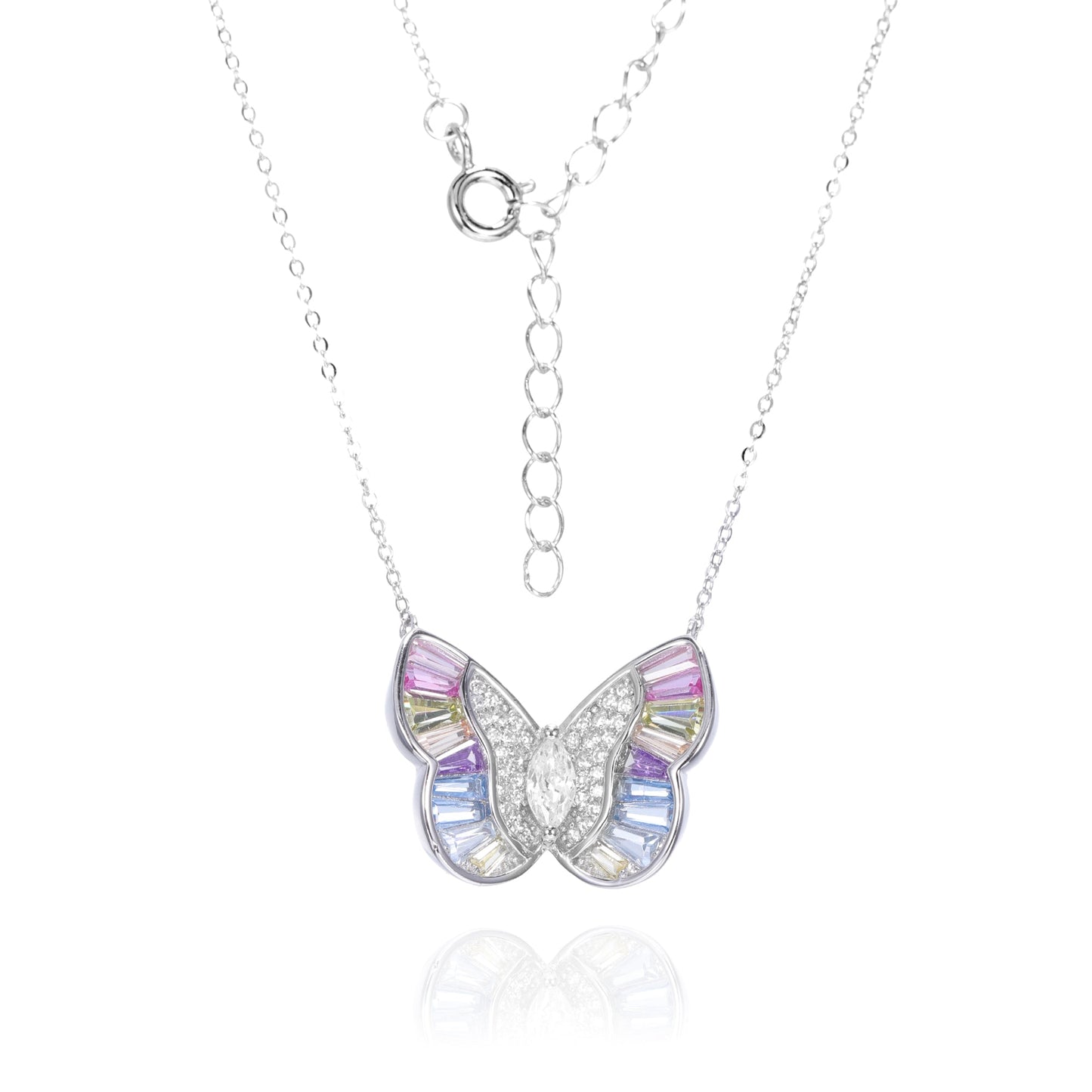 Silver CZ Butterlfy Necklace