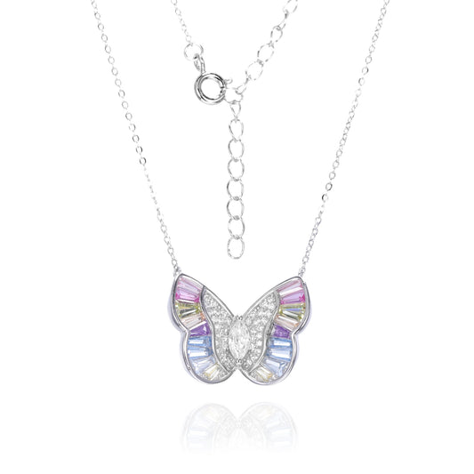 Silver CZ Butterlfy Necklace