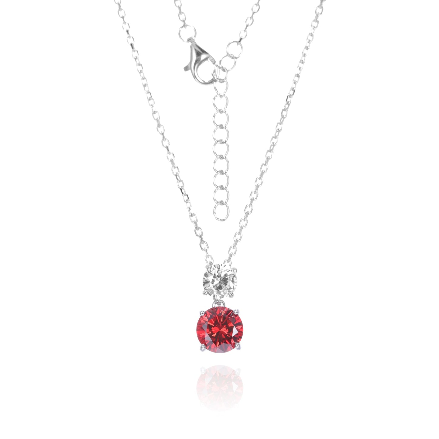 Silver CZ Two Stone Drop Necklace