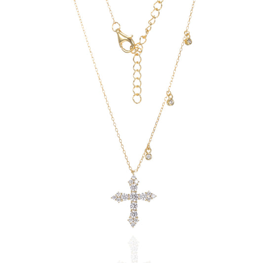 Silver CZ Cross Necklace