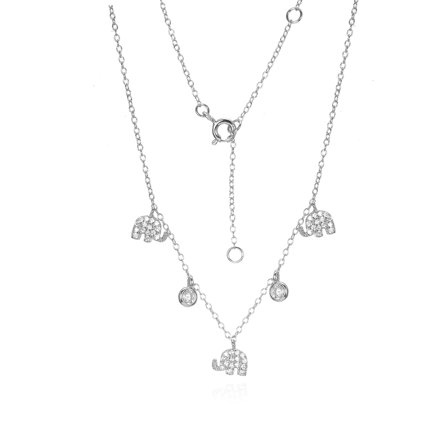 Silver CZ Elephant Necklace