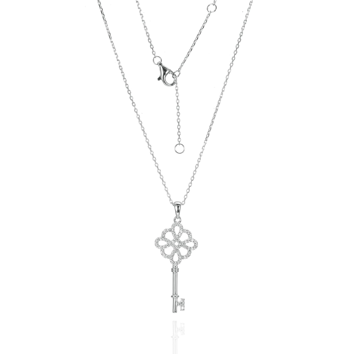 Silver CZ Key Necklace