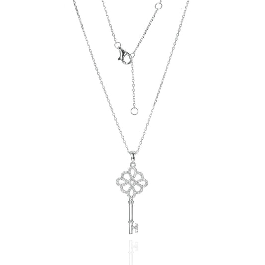 Silver CZ Key Necklace