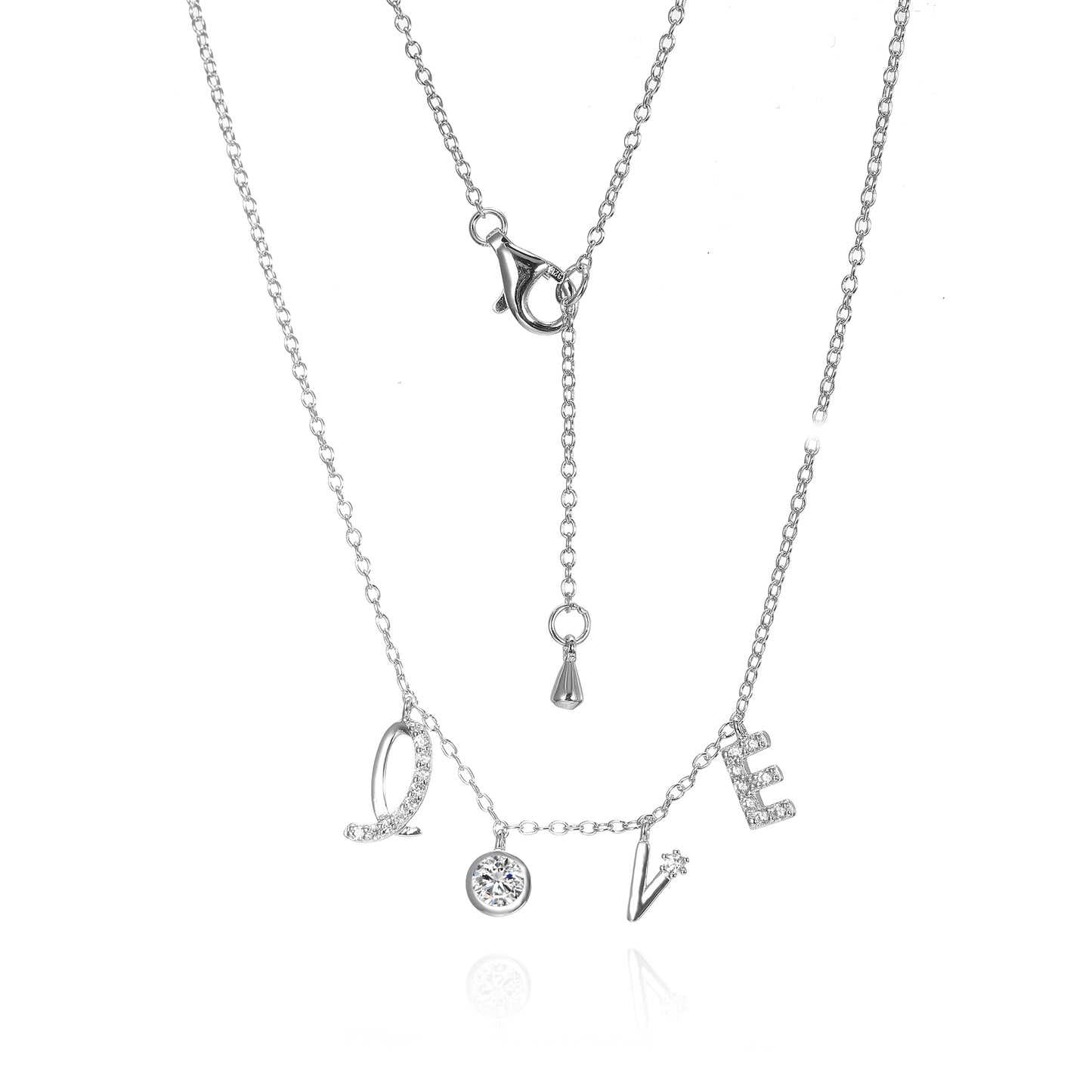 Silver CZ Love Necklace