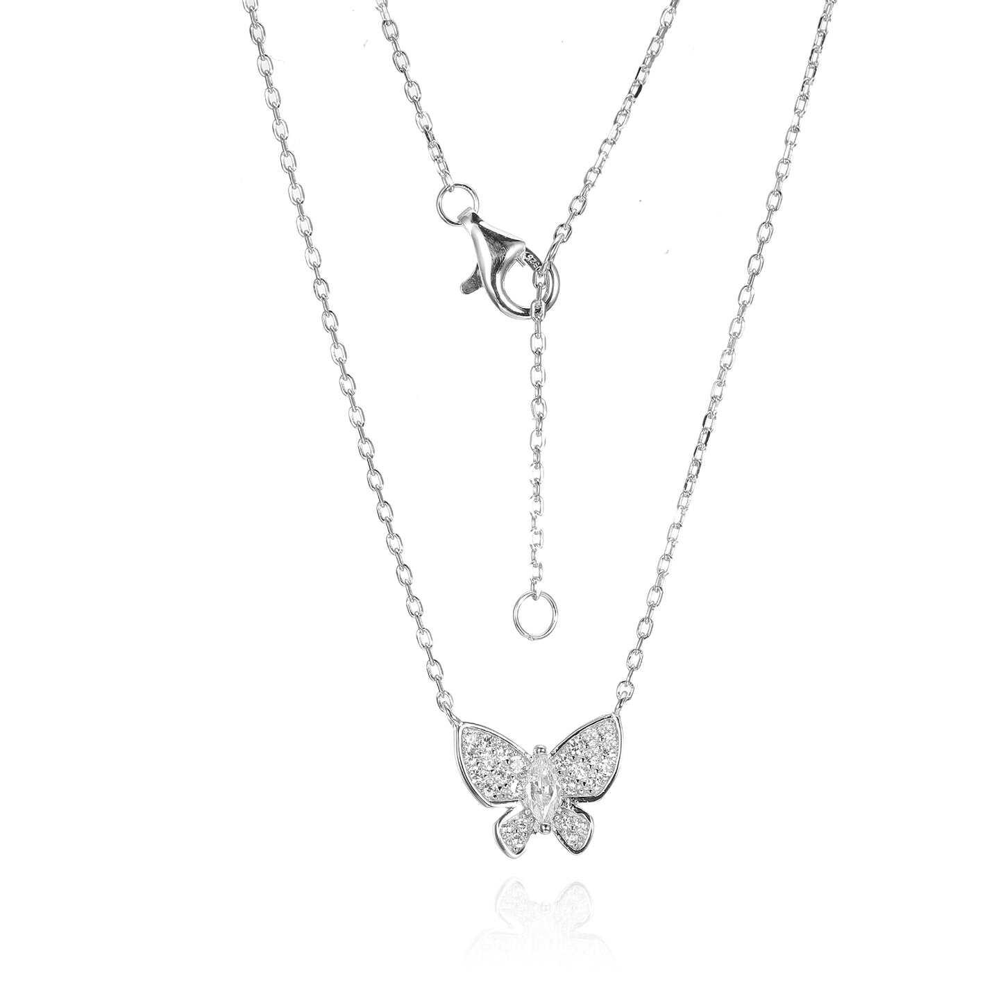 Silver CZ Butterfly Necklace