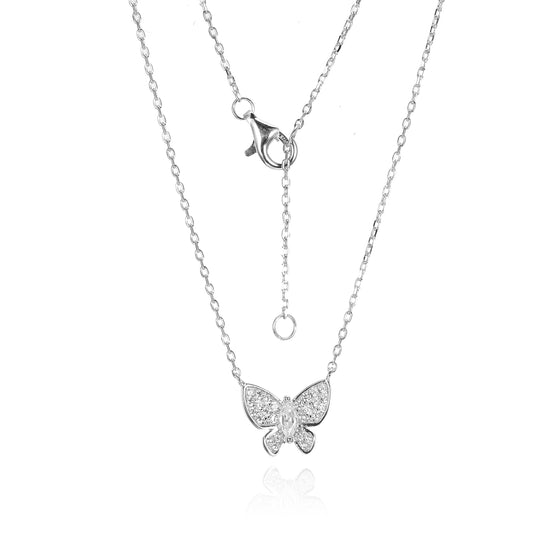 Silver CZ Butterfly Necklace