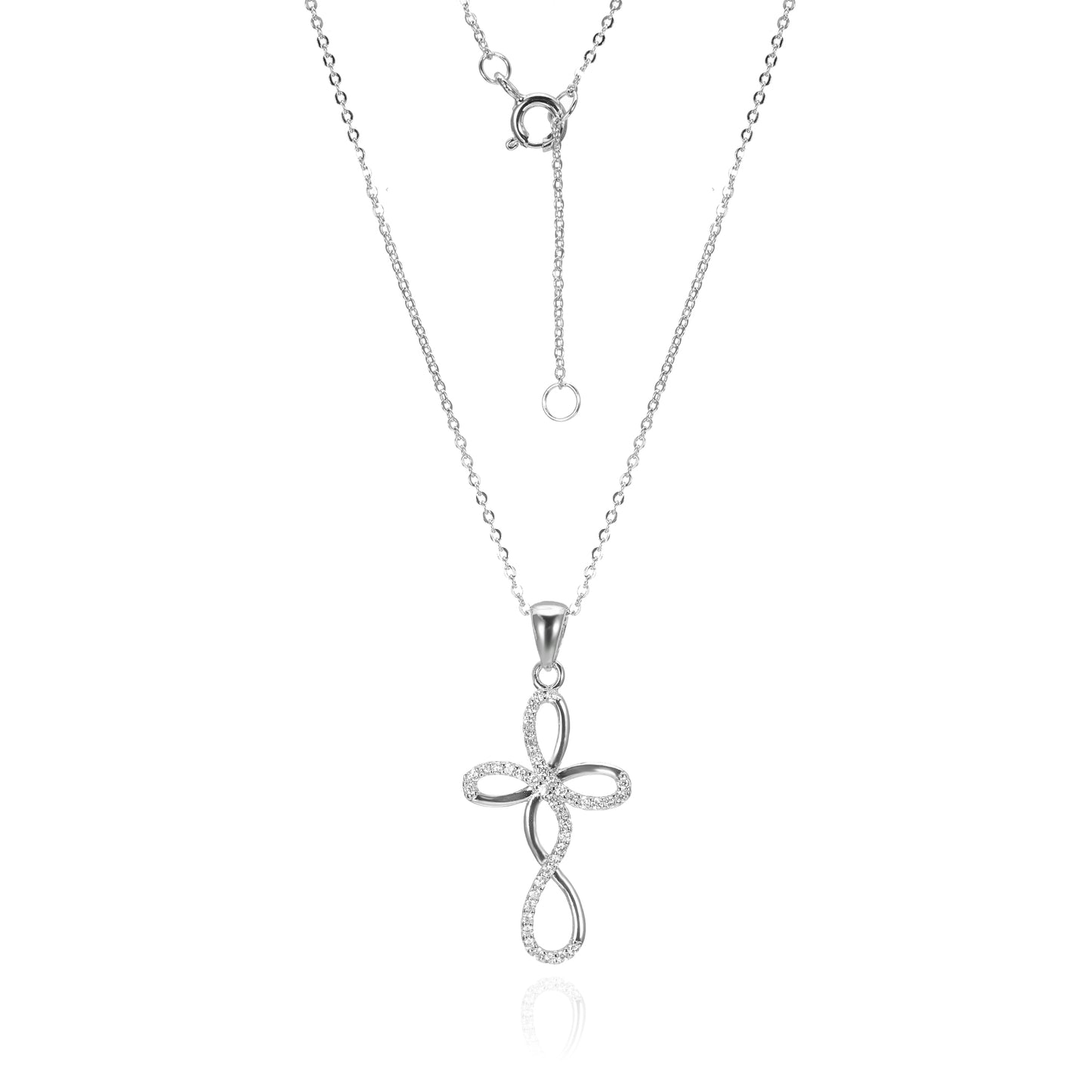 Silver CZ Cross Necklace