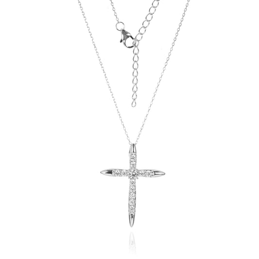 Silver CZ Cross Necklace