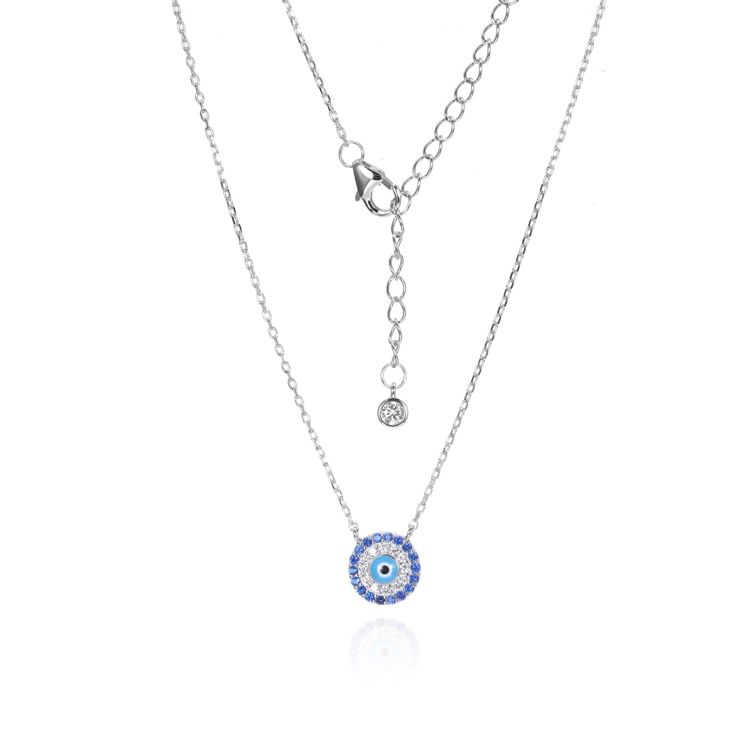 Silver CZ Evil Eye Necklace