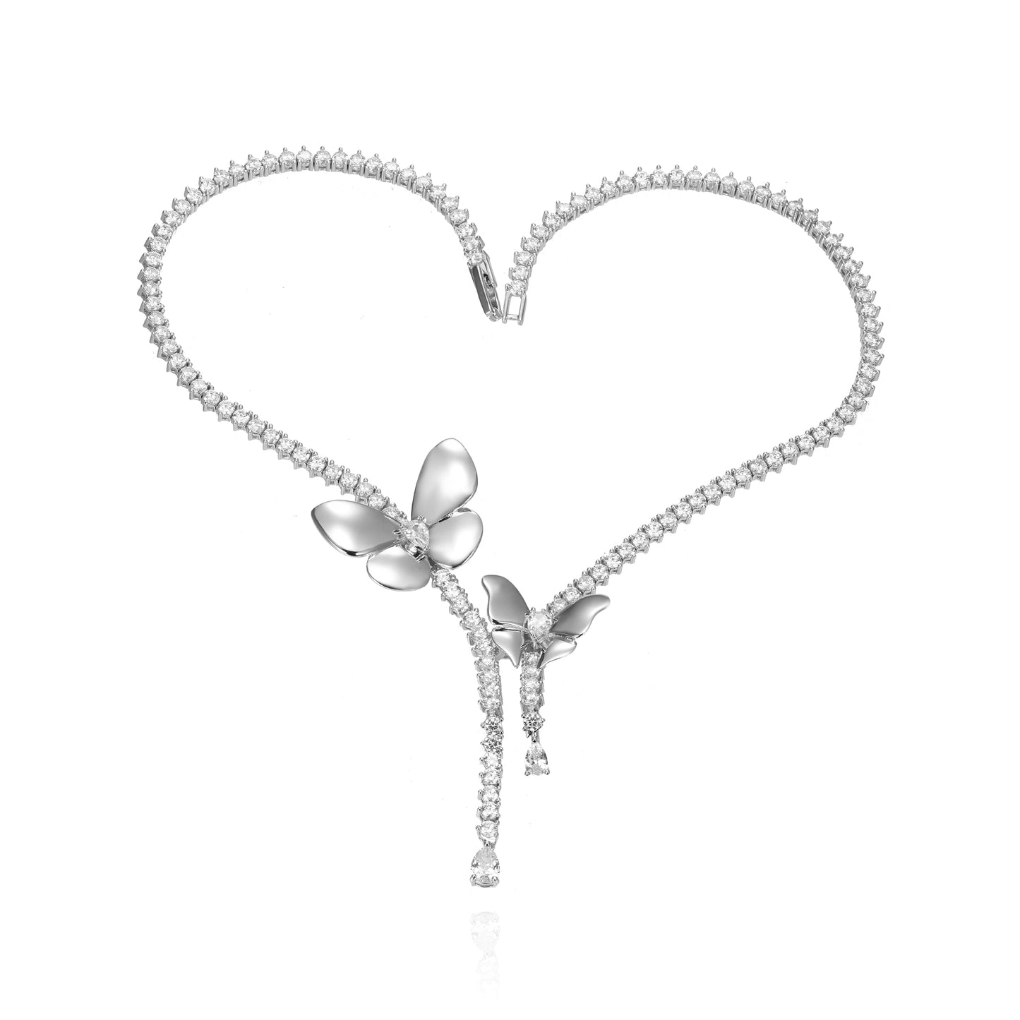 Silver CZ Butterfly Necklace