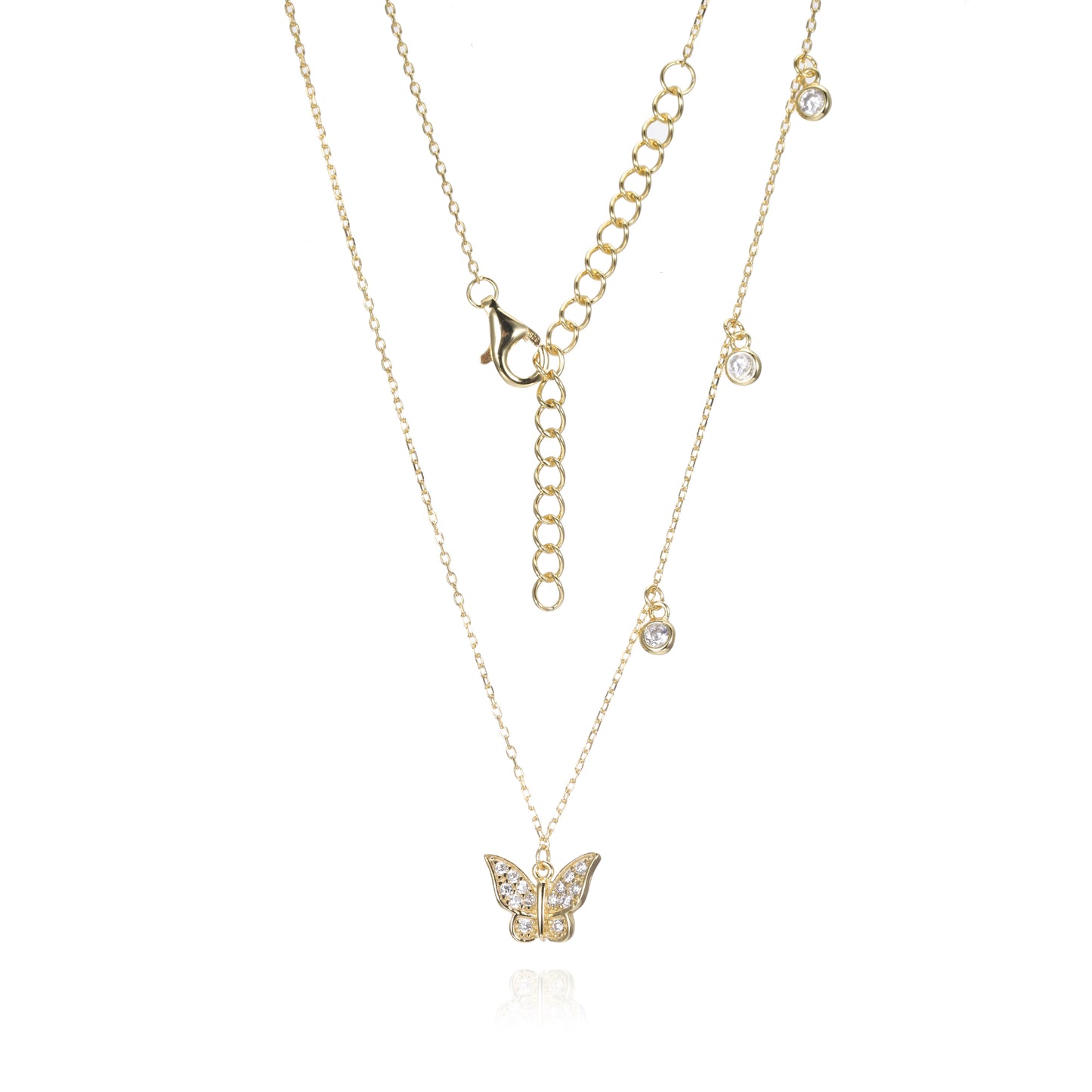 Silver CZ Butterfly Necklace