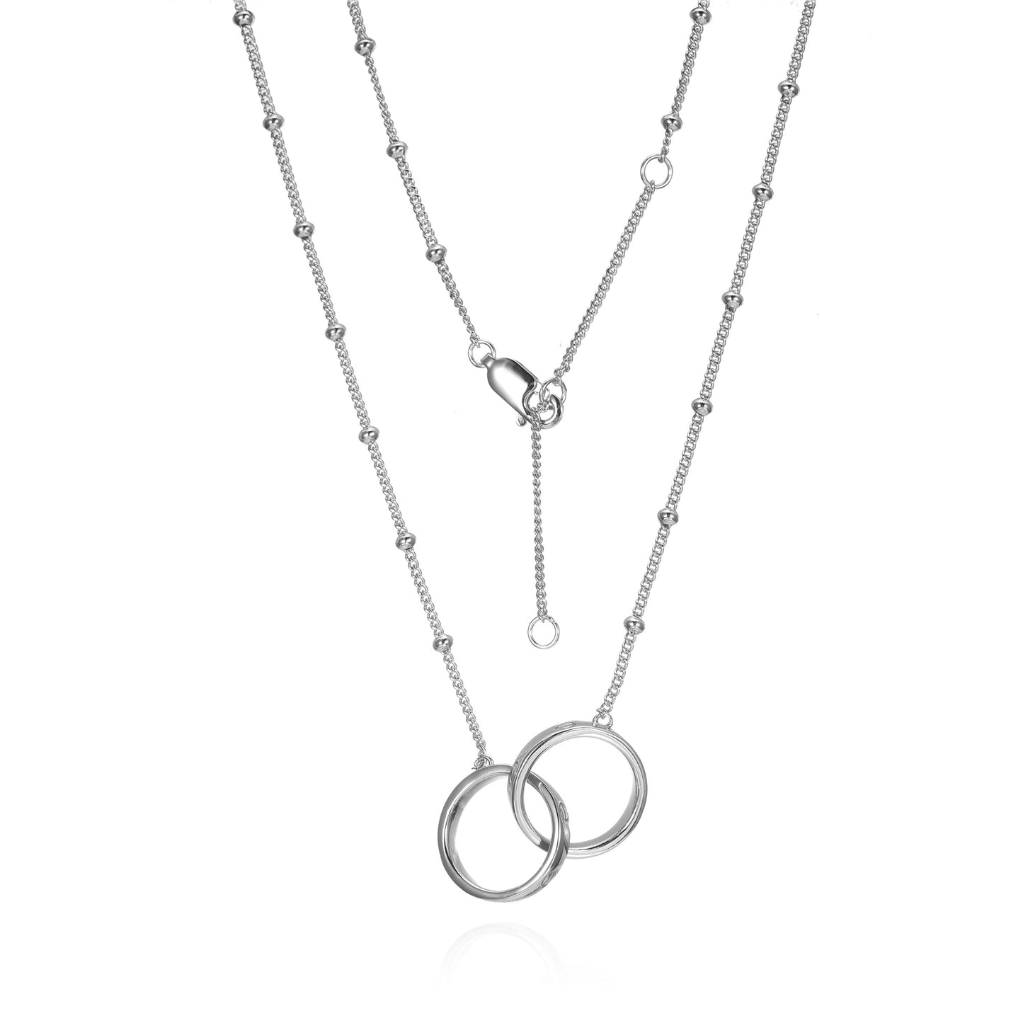 Silver CZ Interlocking Circle Necklace