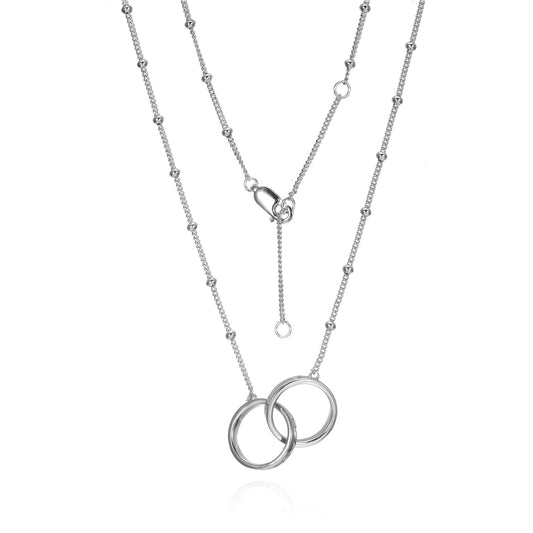 Silver CZ Interlocking Circle Necklace