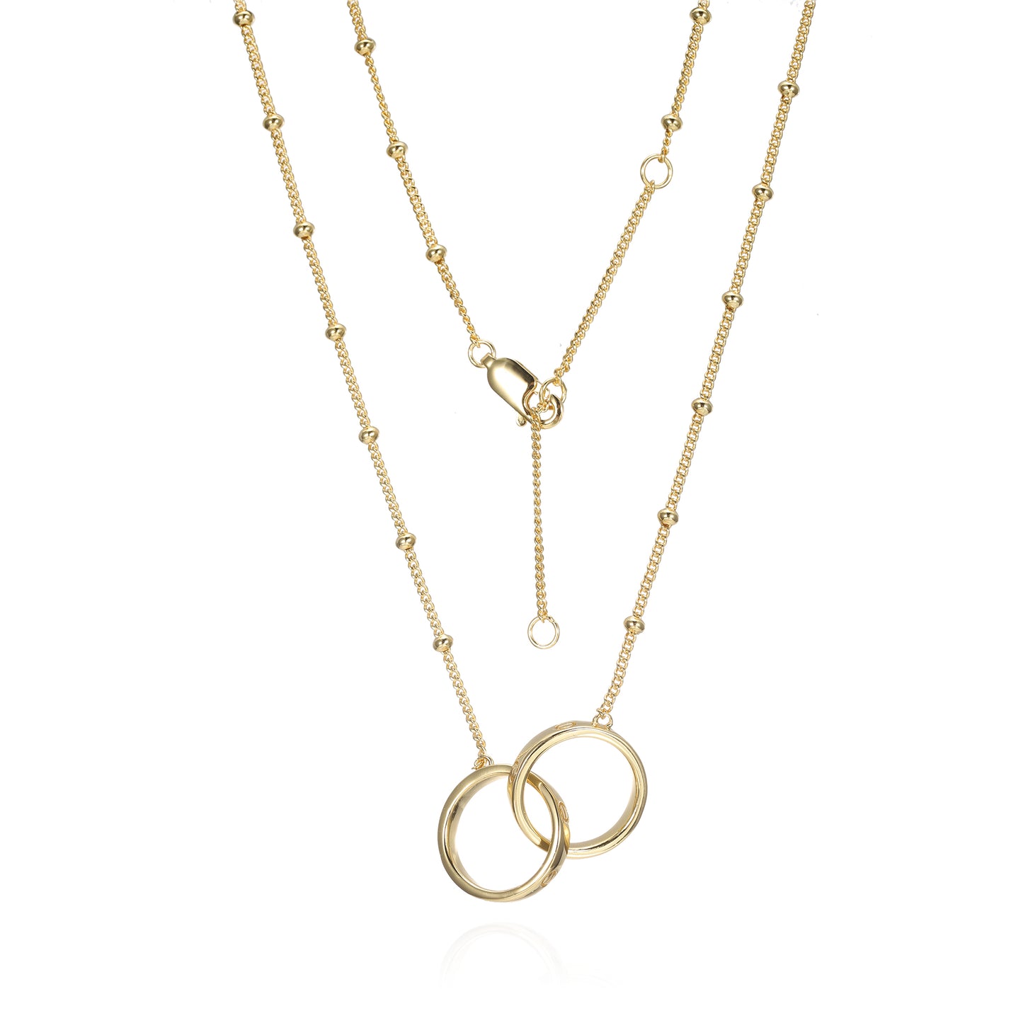 Silver CZ Interlocking Circle Necklace