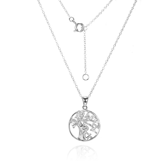 Silver CZ Tree of Life Necklace