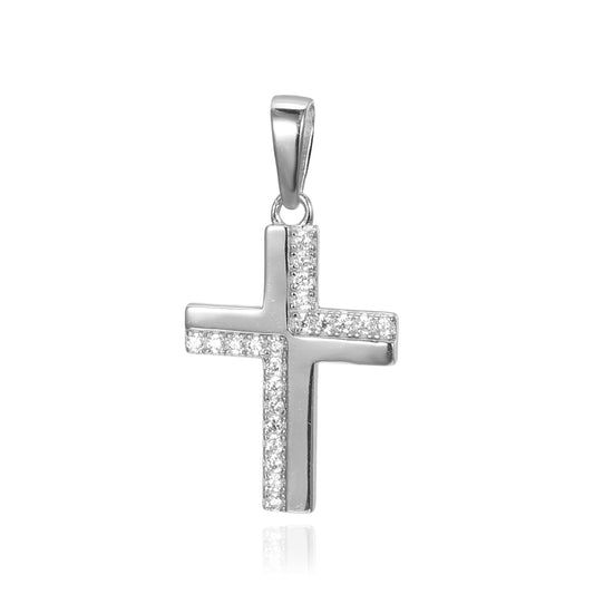 Silver CZ Cross Pendant