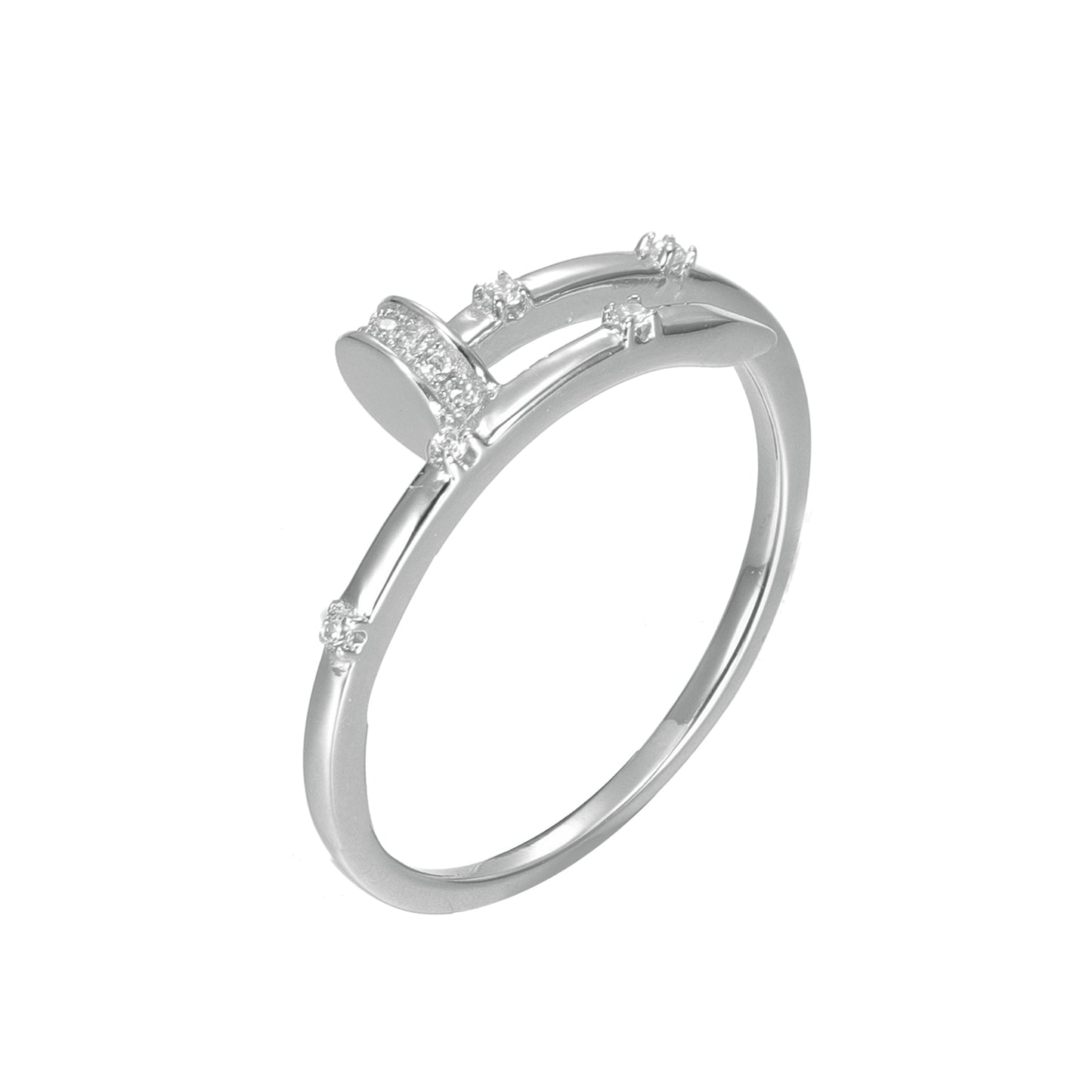 Silver CZ Nail Ring