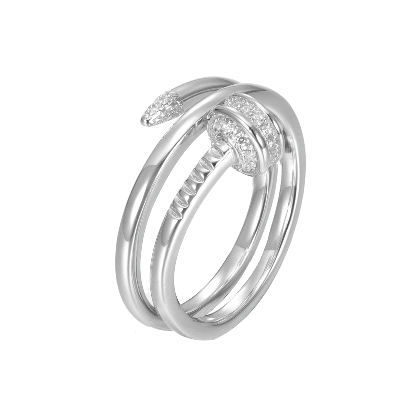 Silver CZ Nail Ring