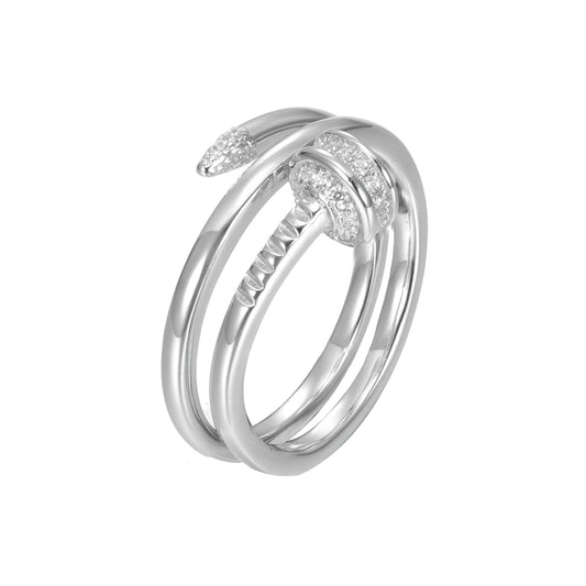 Silver CZ Nail Ring