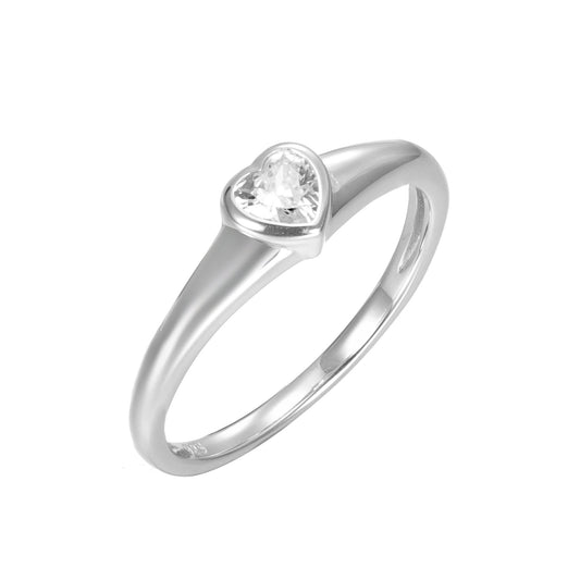 Silver CZ Bezel Ring