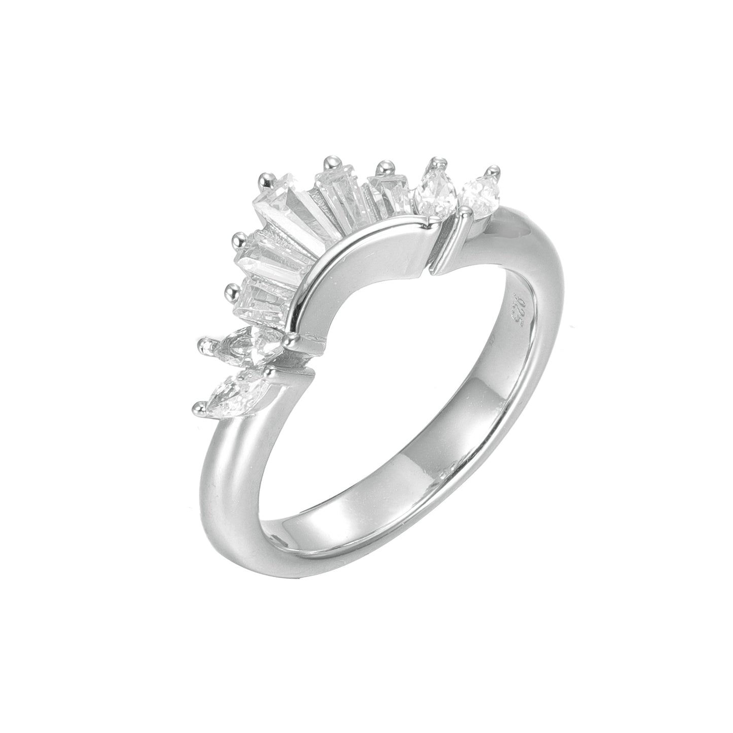 Silver CZ Baguette Crown Ring