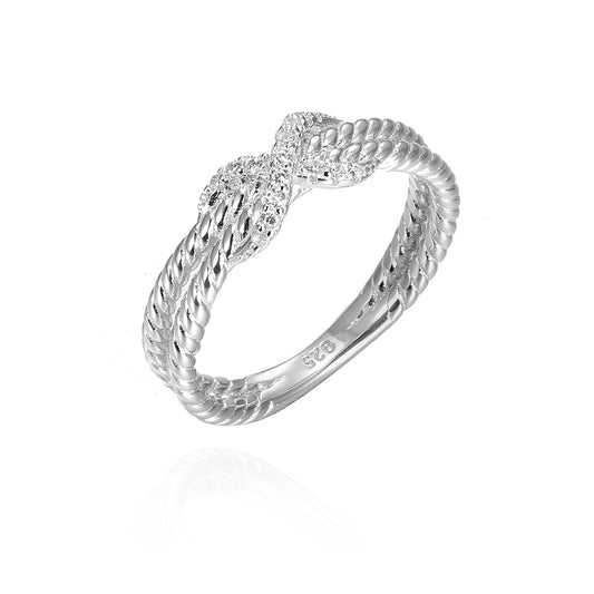 Silver CZ Knot Ring