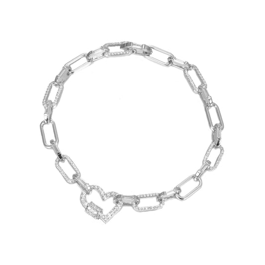 Silver Pave CZ Link Bracelet