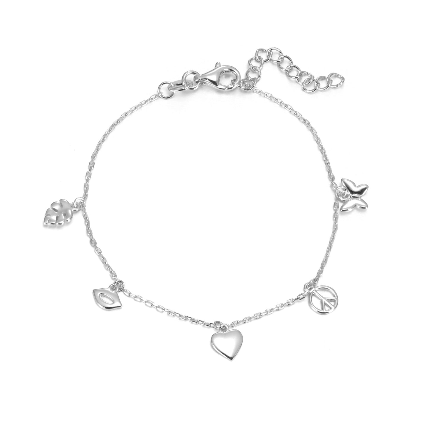 Silver Dangle Charms Bracelet