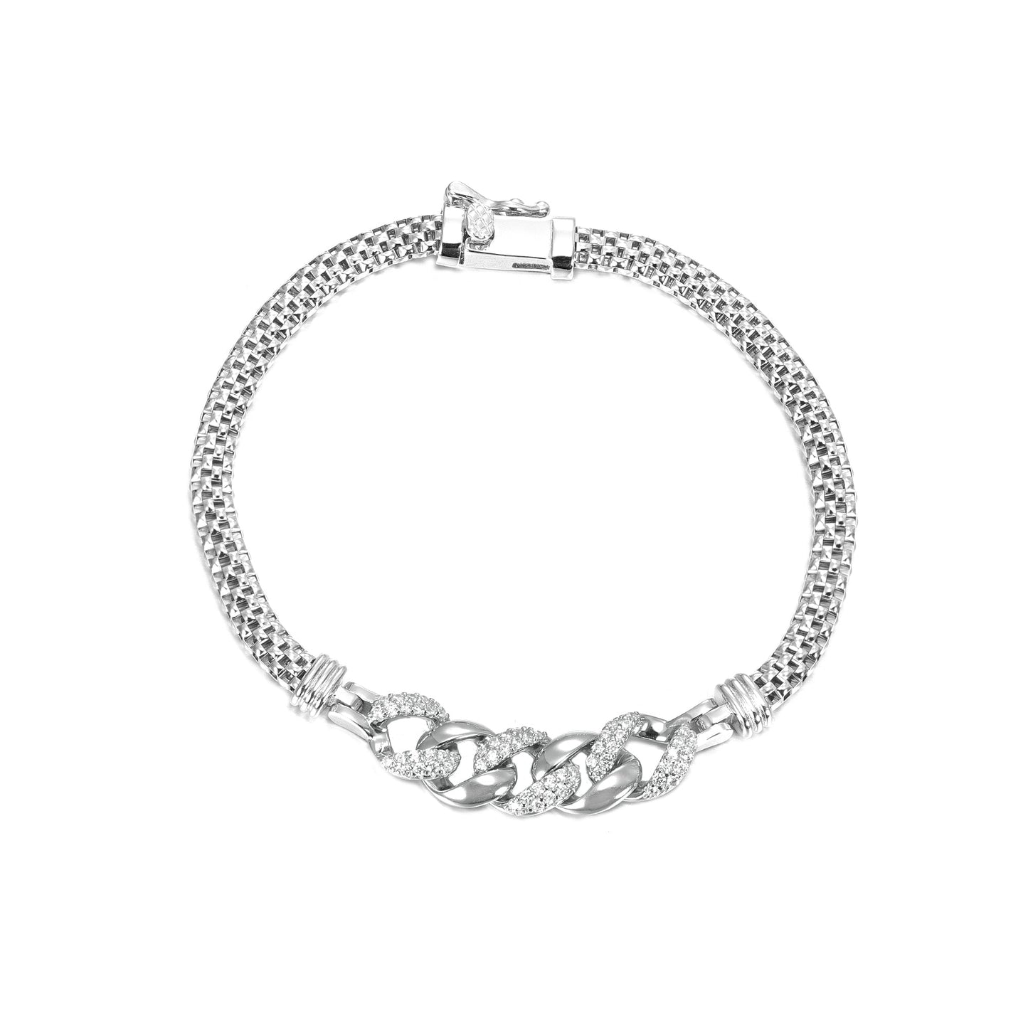 Silver CZ Cuban Link Bracelet