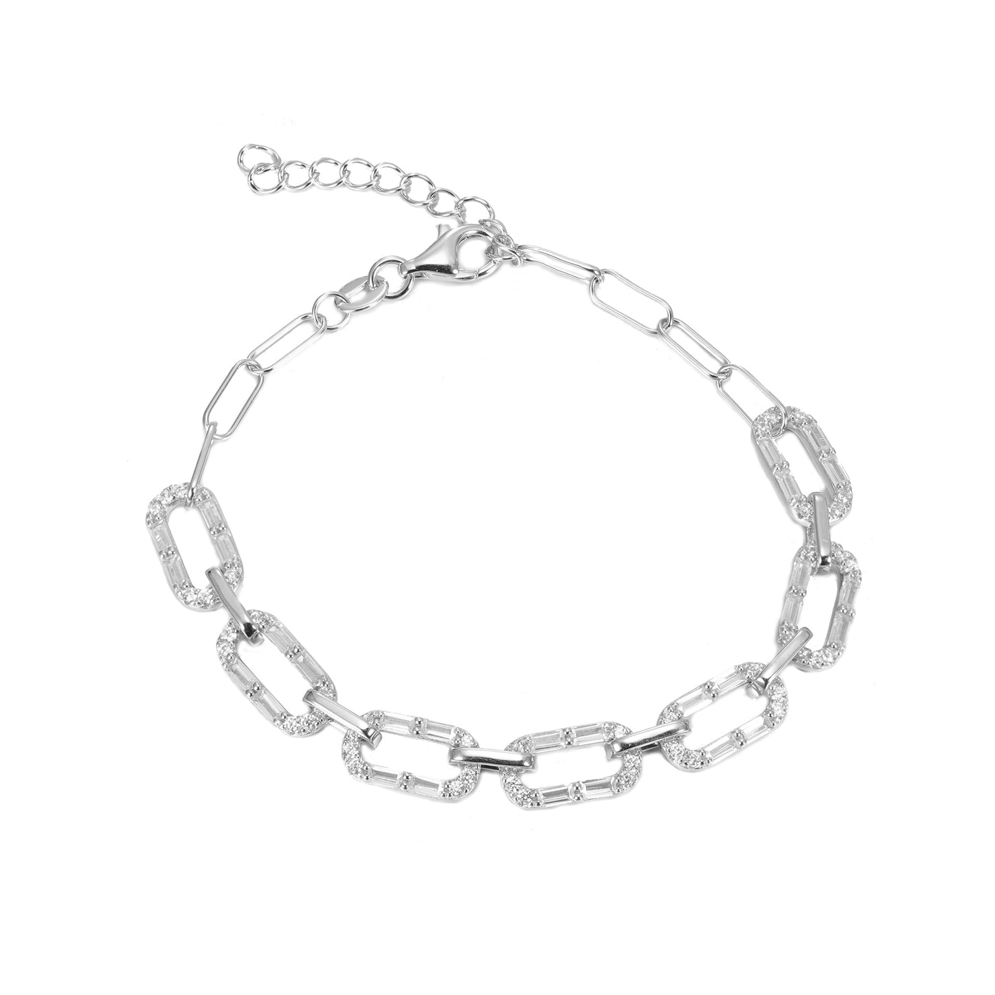 Silver CZ Link Bracelet