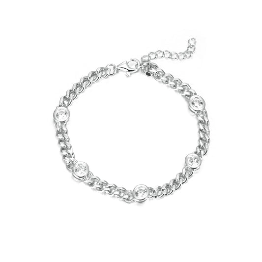 Silver CZ Cuban Link Bracelet