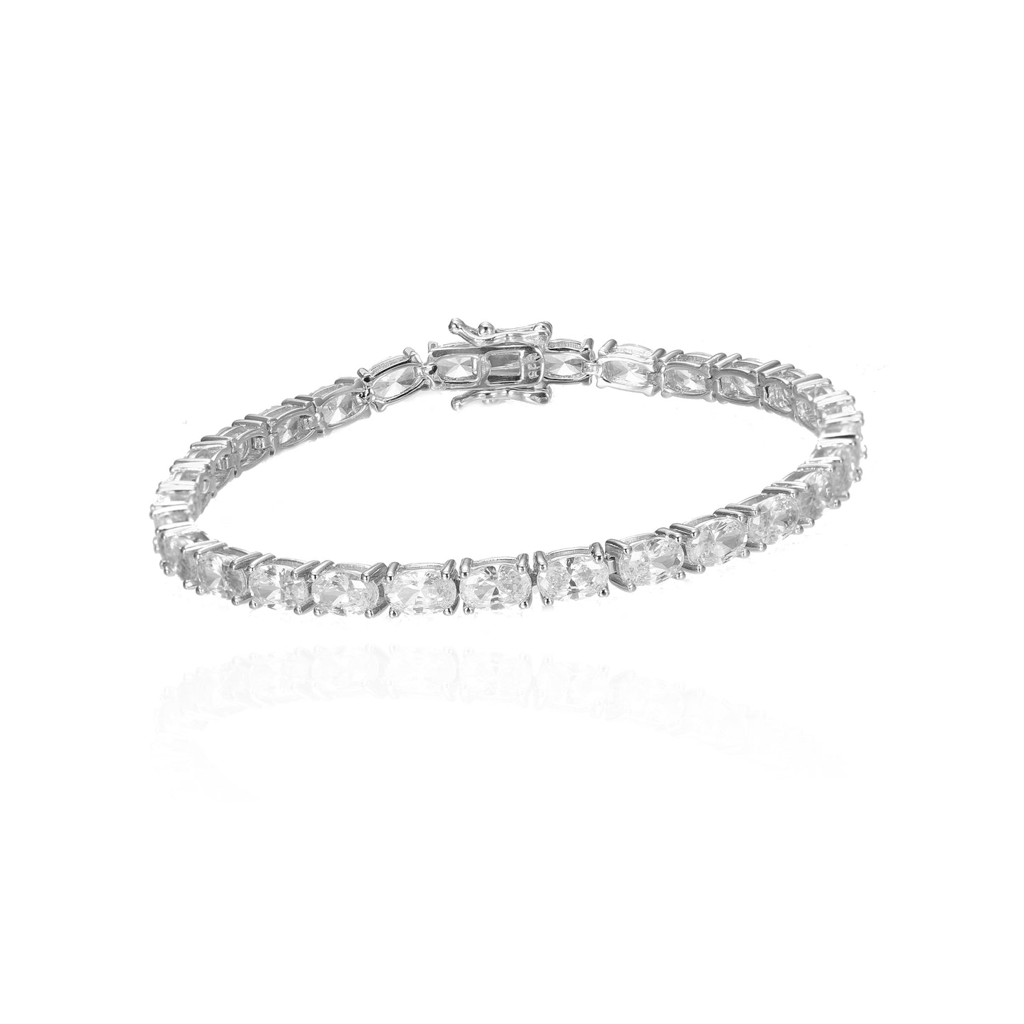 Silver CZ Oval Tennis Bracelet