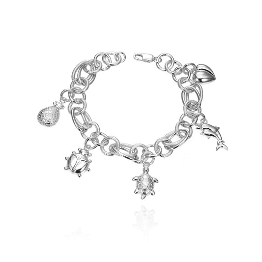 Silver Dangle Charms Bracelet