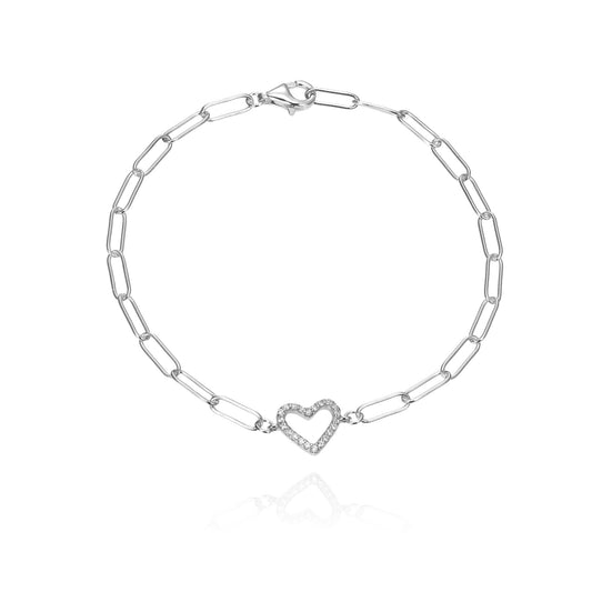 Silver CZ Heart Bracelet