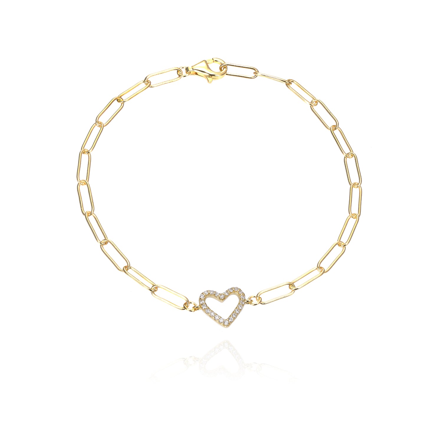 Silver CZ Heart Bracelet