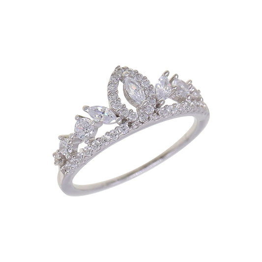 Silver Marquise CZ Crown Style Ring