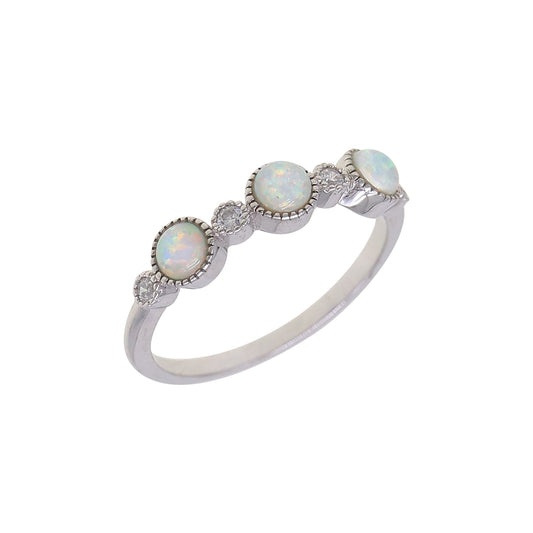 Silver Halo Opal Ring
