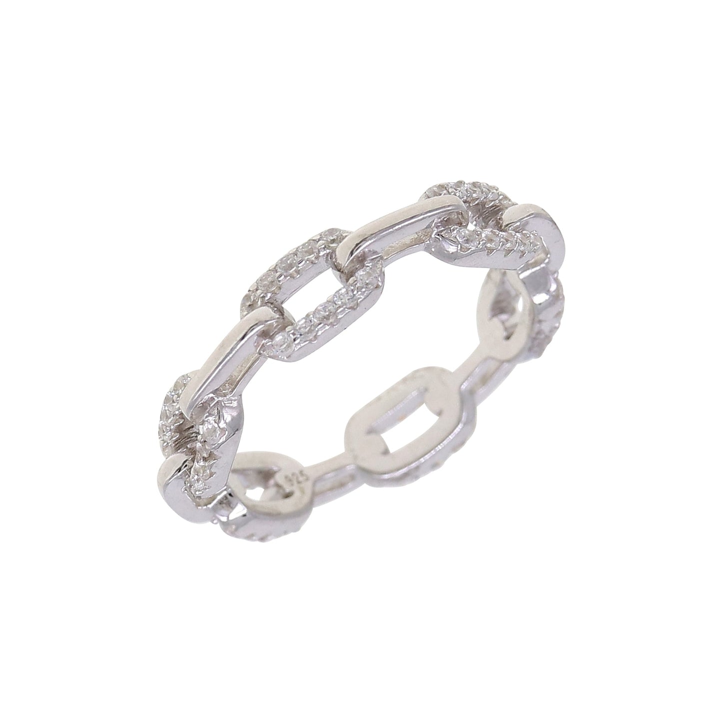 Silver CZ Interlock Ring