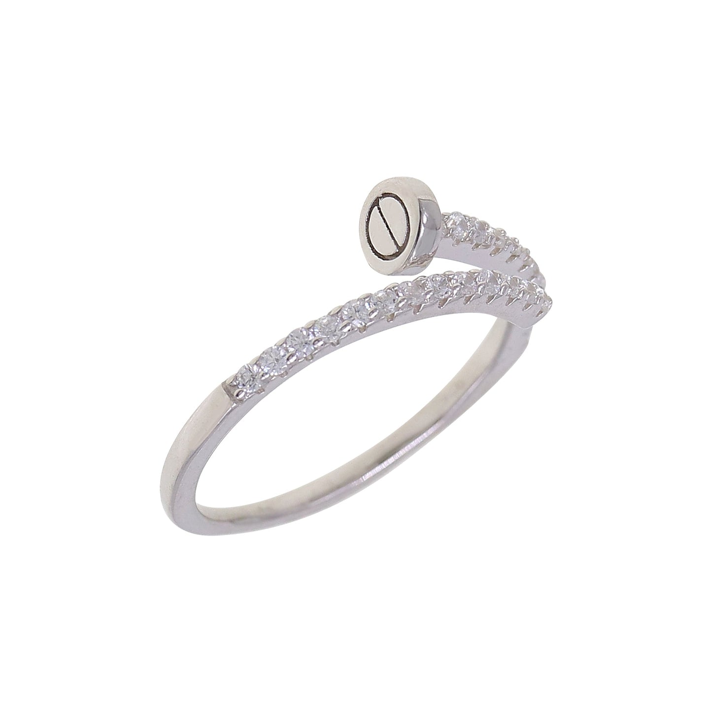 Silver CZ Nail Ring