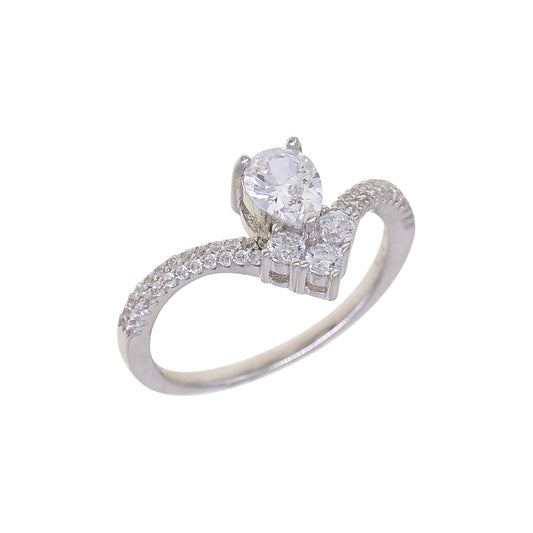 Silver CZ Heart Ring