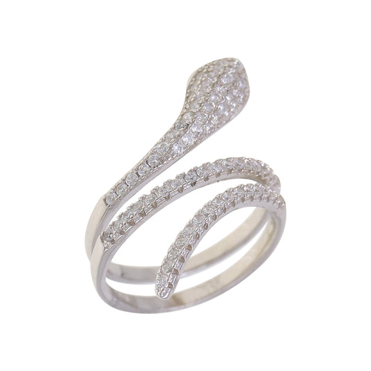 Silver CZ Snake Ring