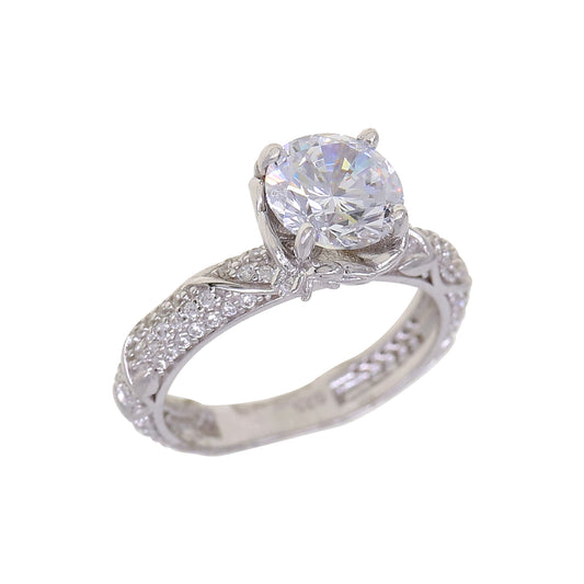 Silver Classic CZ Engagment Ring