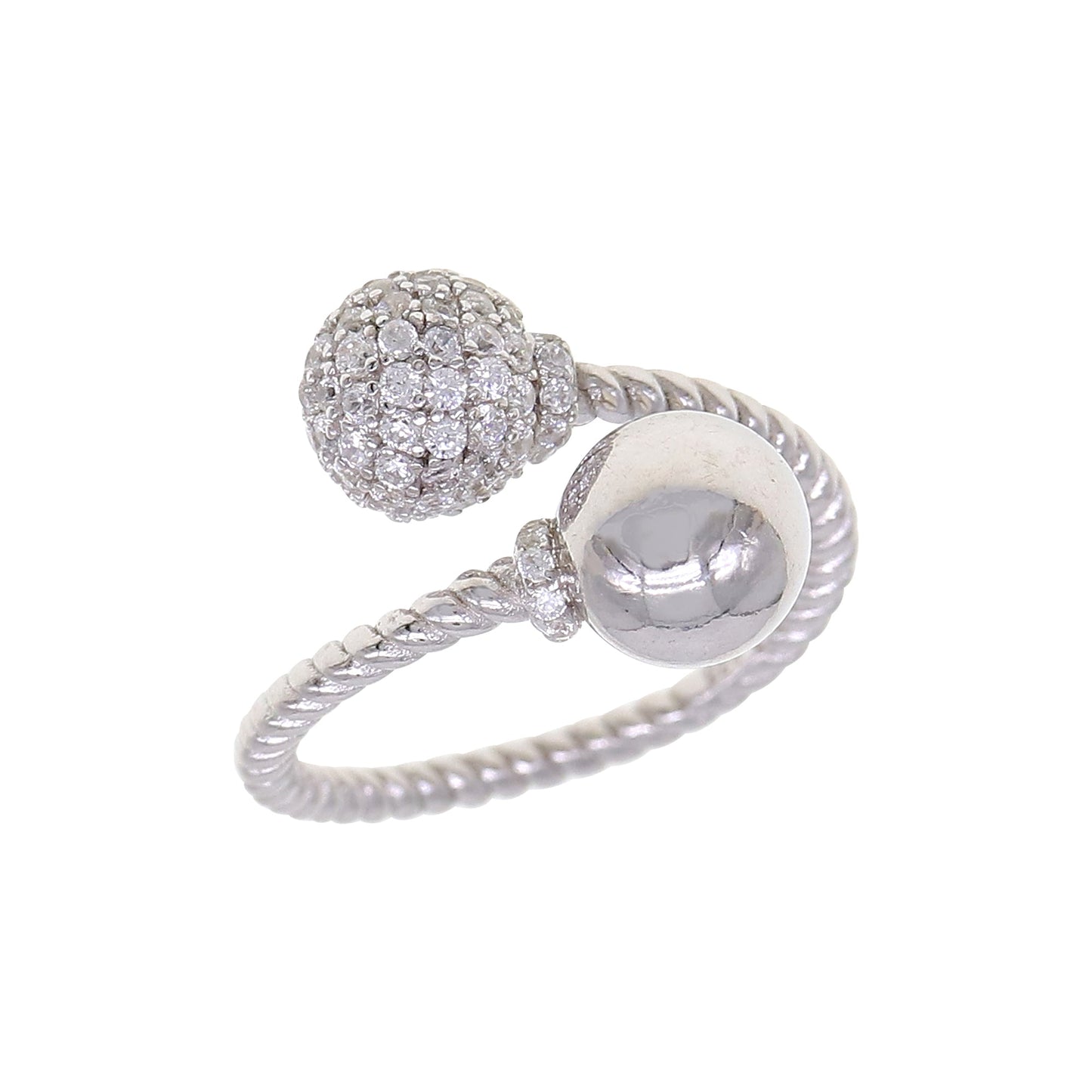 Silver CZ Sphere Open Ring