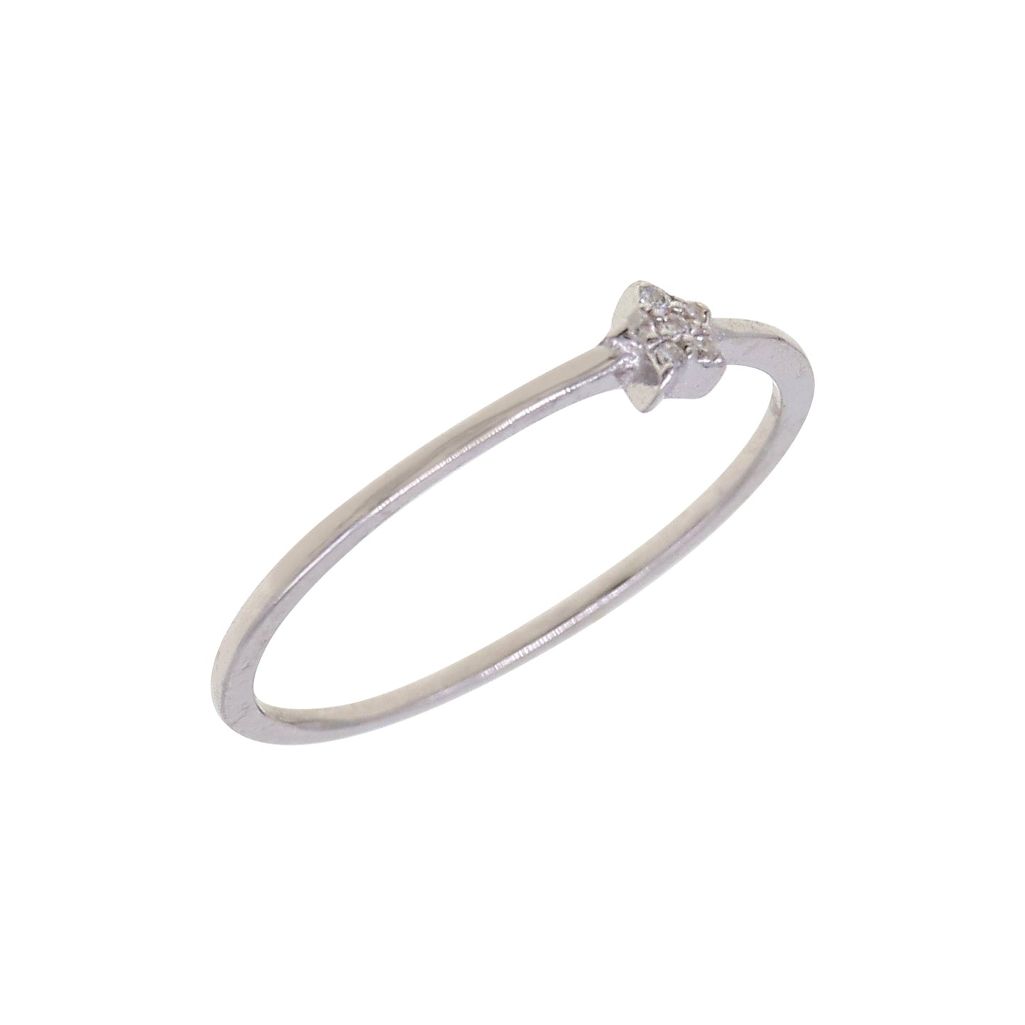 Silver CZ Star Thin Ring