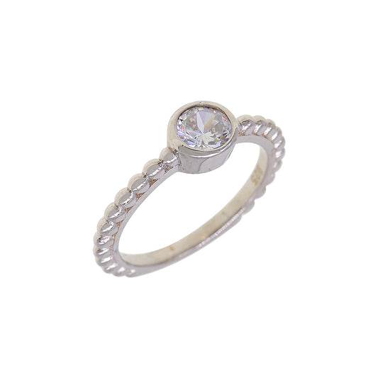 Silver CZ Bezel Ring