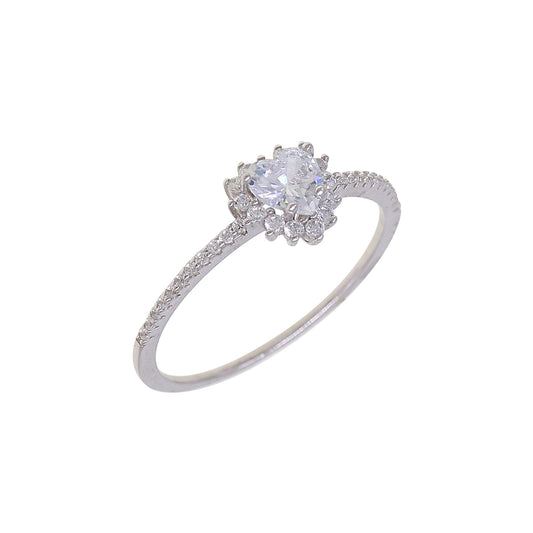 Silver CZ Heart Halo Ring